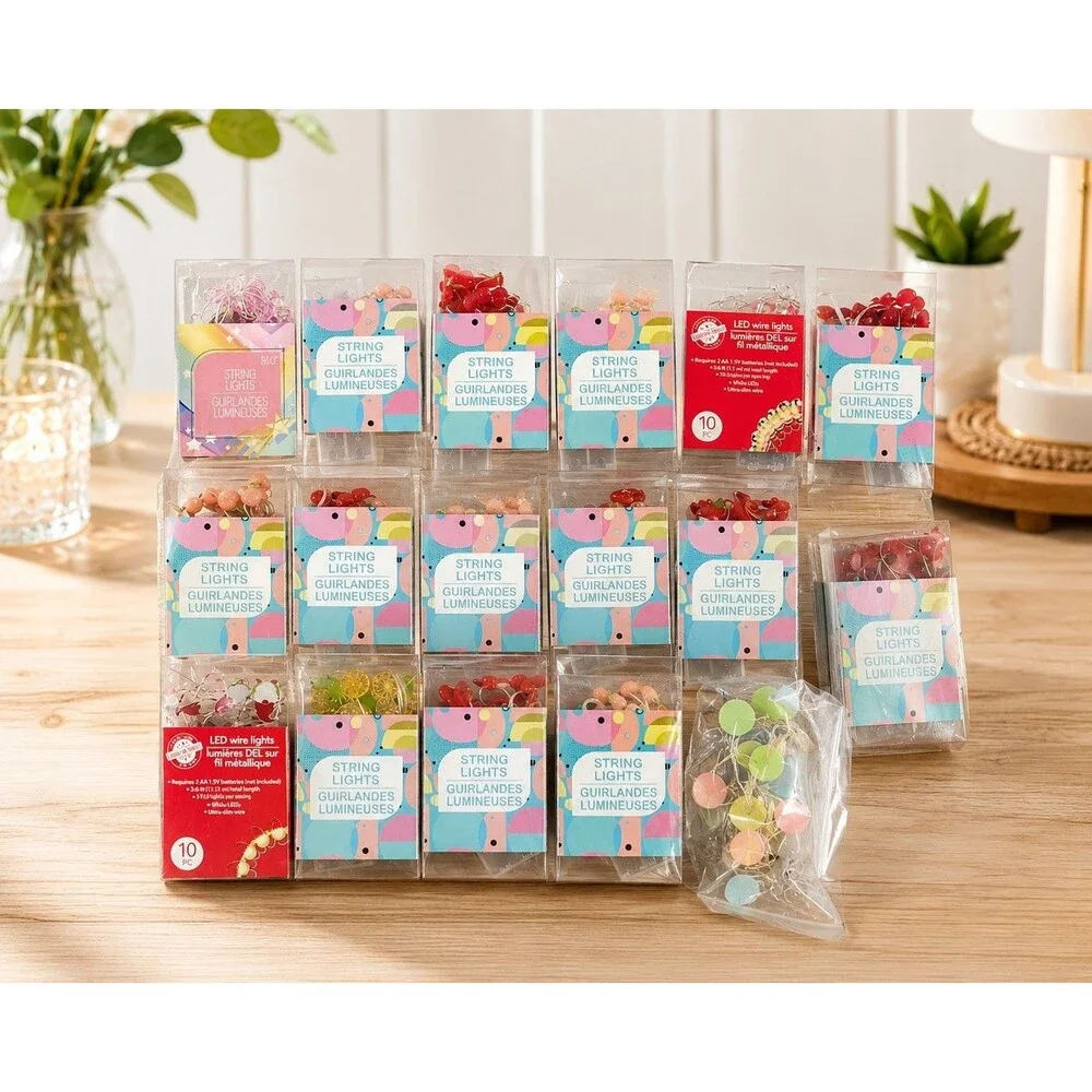 Lot of 17 Mini Battery-Operated LED String Lights – Mixed Holiday Decorative...